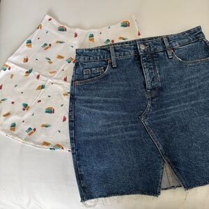 Denim and Patterned Skirt Bundle